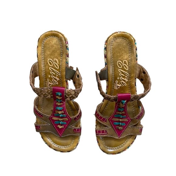 Elite By Corkys Woven Multicolor Heeled Sandals With Decorative Straps & Braided - Picture 2 of 7